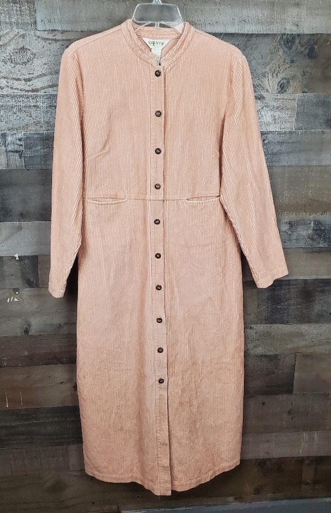 Vintage Orvis Button Down 100% Cotton Two front Pockets Corduroy Dress